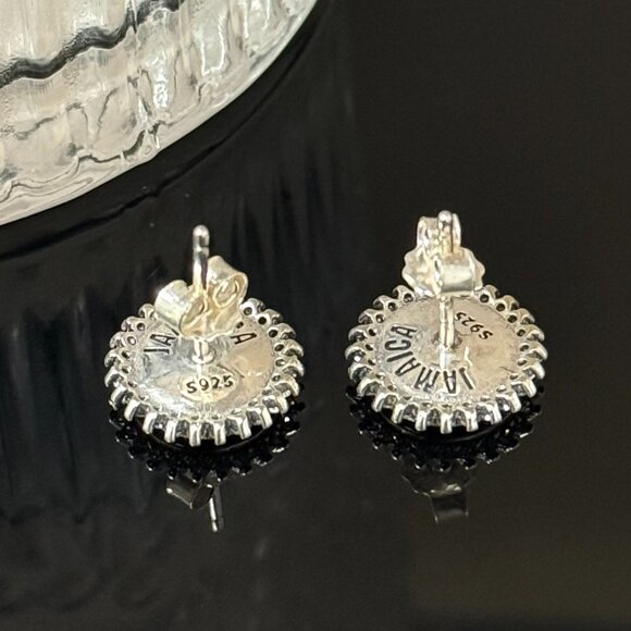 Jamaica Flag Bling Earrings S925 Sterling Silver Stud Earrings Handmade Ear stud - Picture 3 of 6